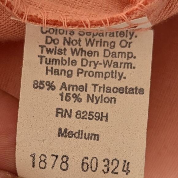 Vintage 1970s Apricot Peach Velour Wrap Robe M - Picture 8 of 11